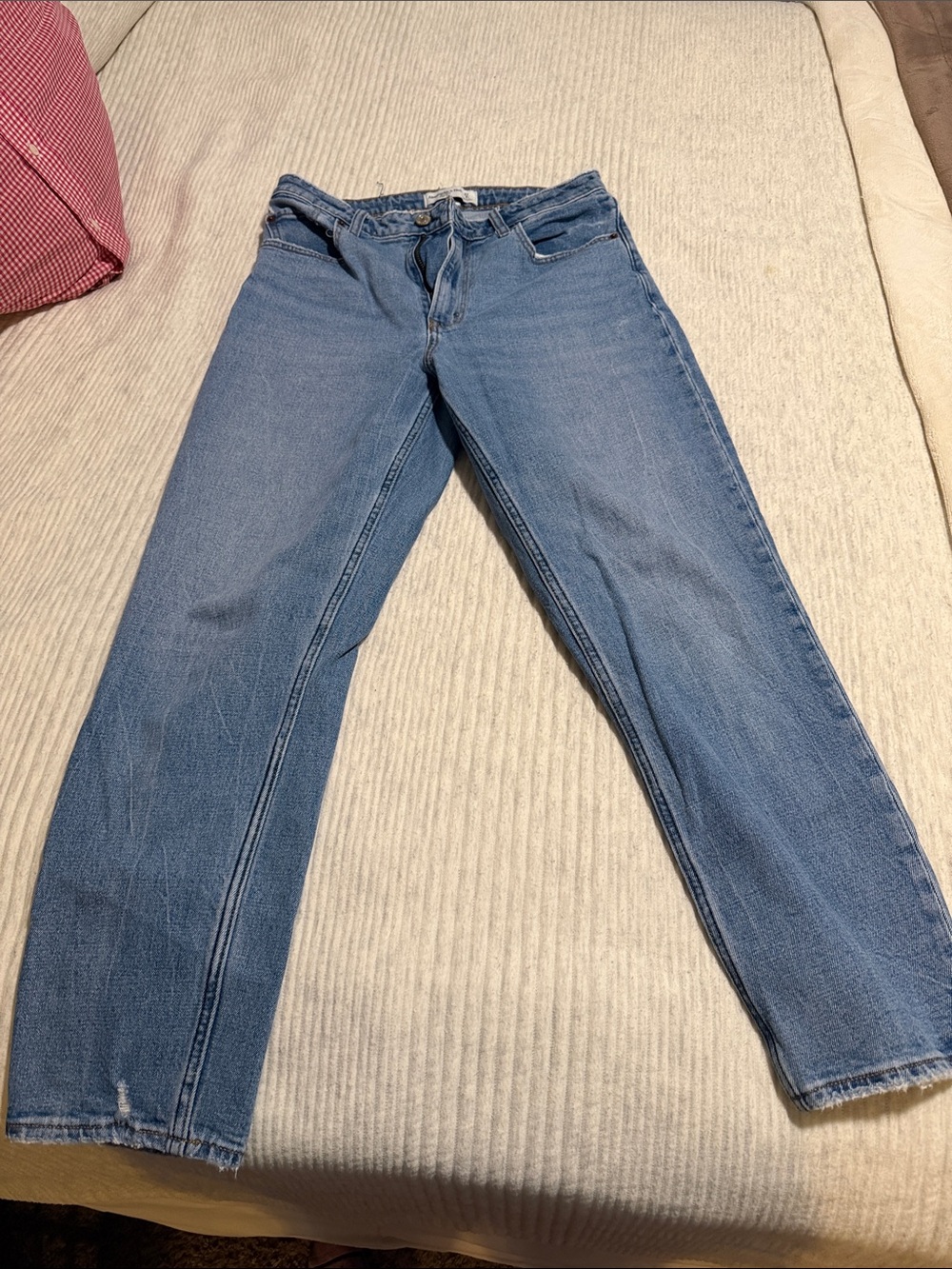 Abercrombie & Fitch Mom Straight-Leg Light Blue Jeans Curve Love